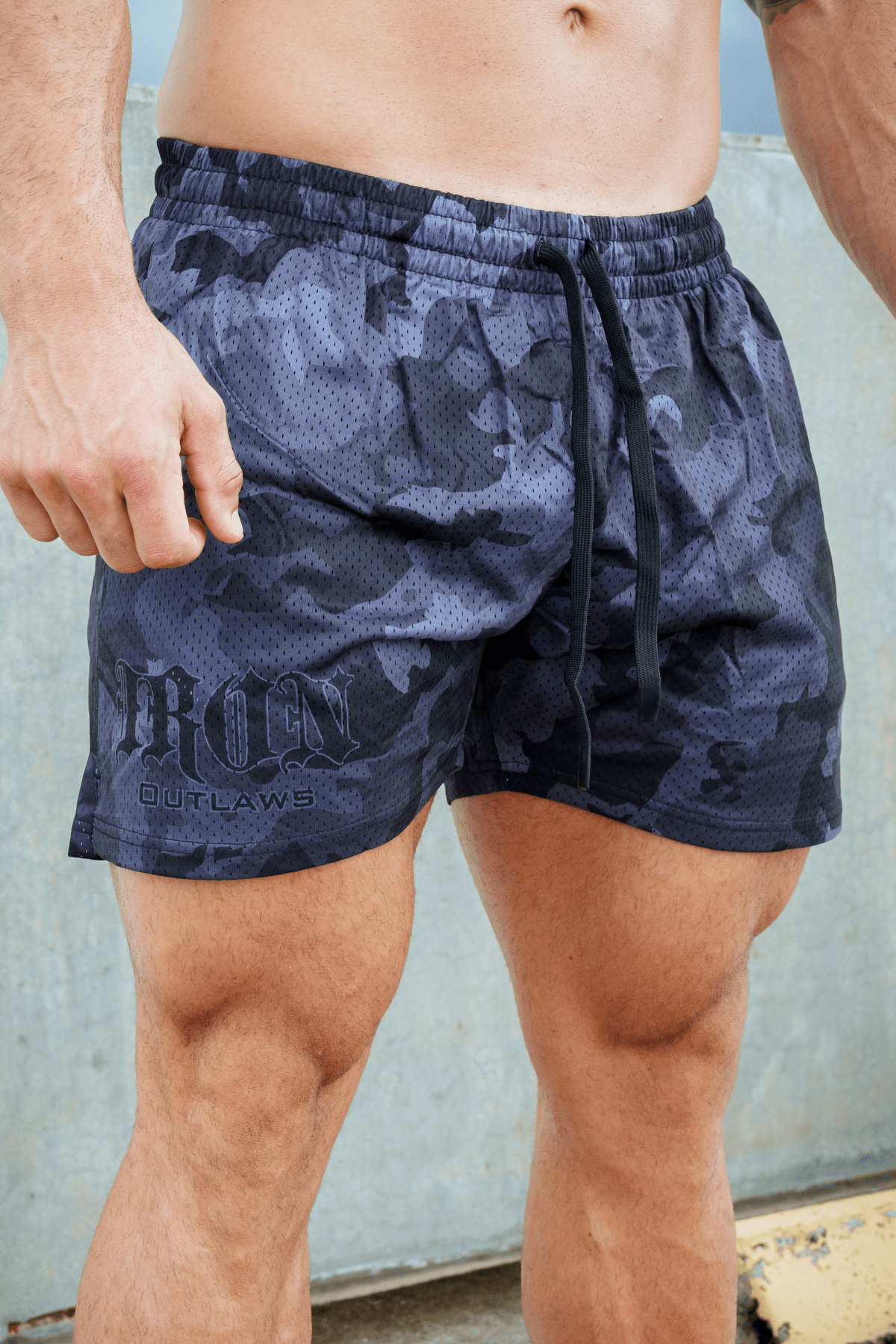 Iron Outlaws Shorts Black Camouflage Mesh Shorts
