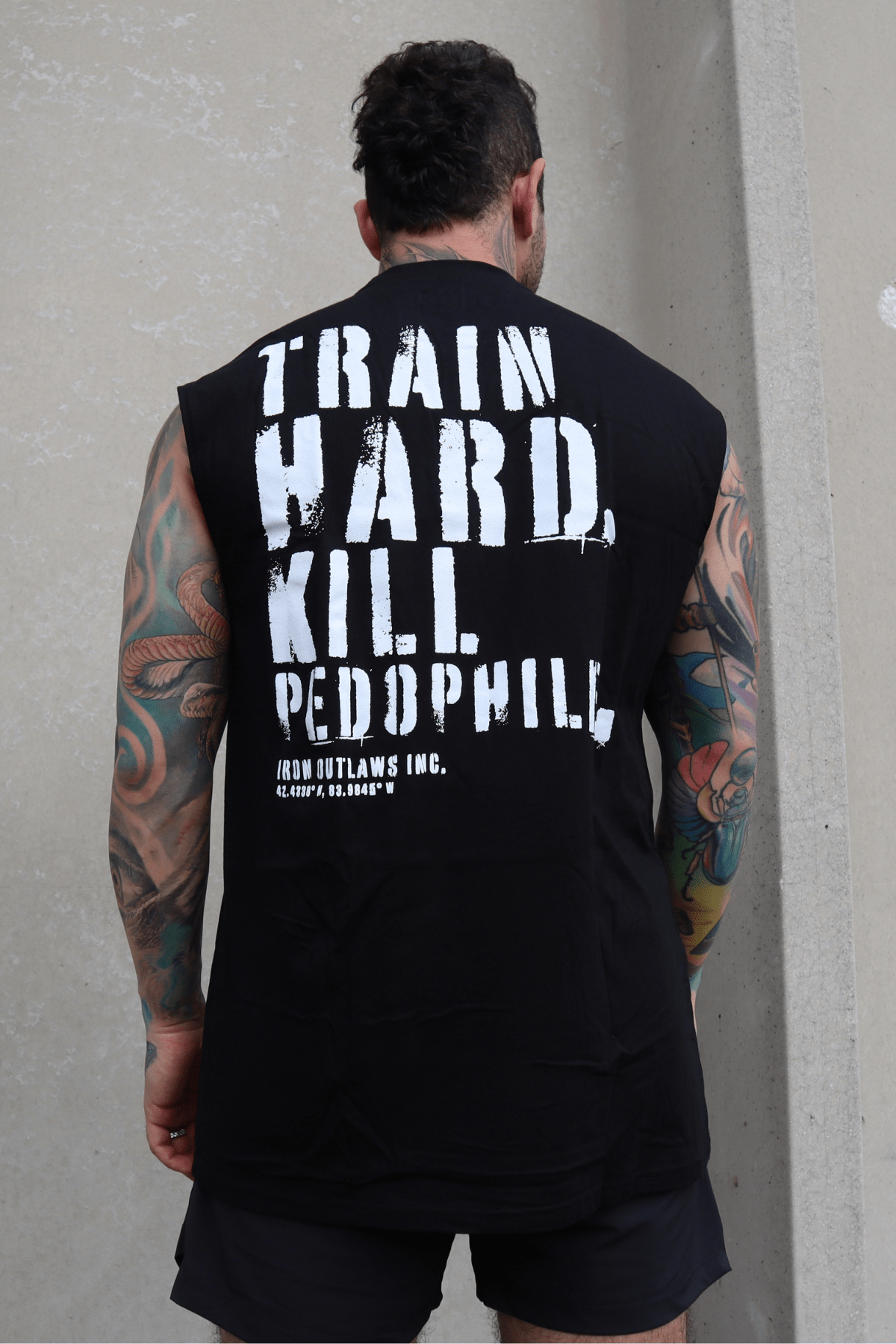 Iron Outlaws Sleeveless S Train Hard Sleeveless Tee