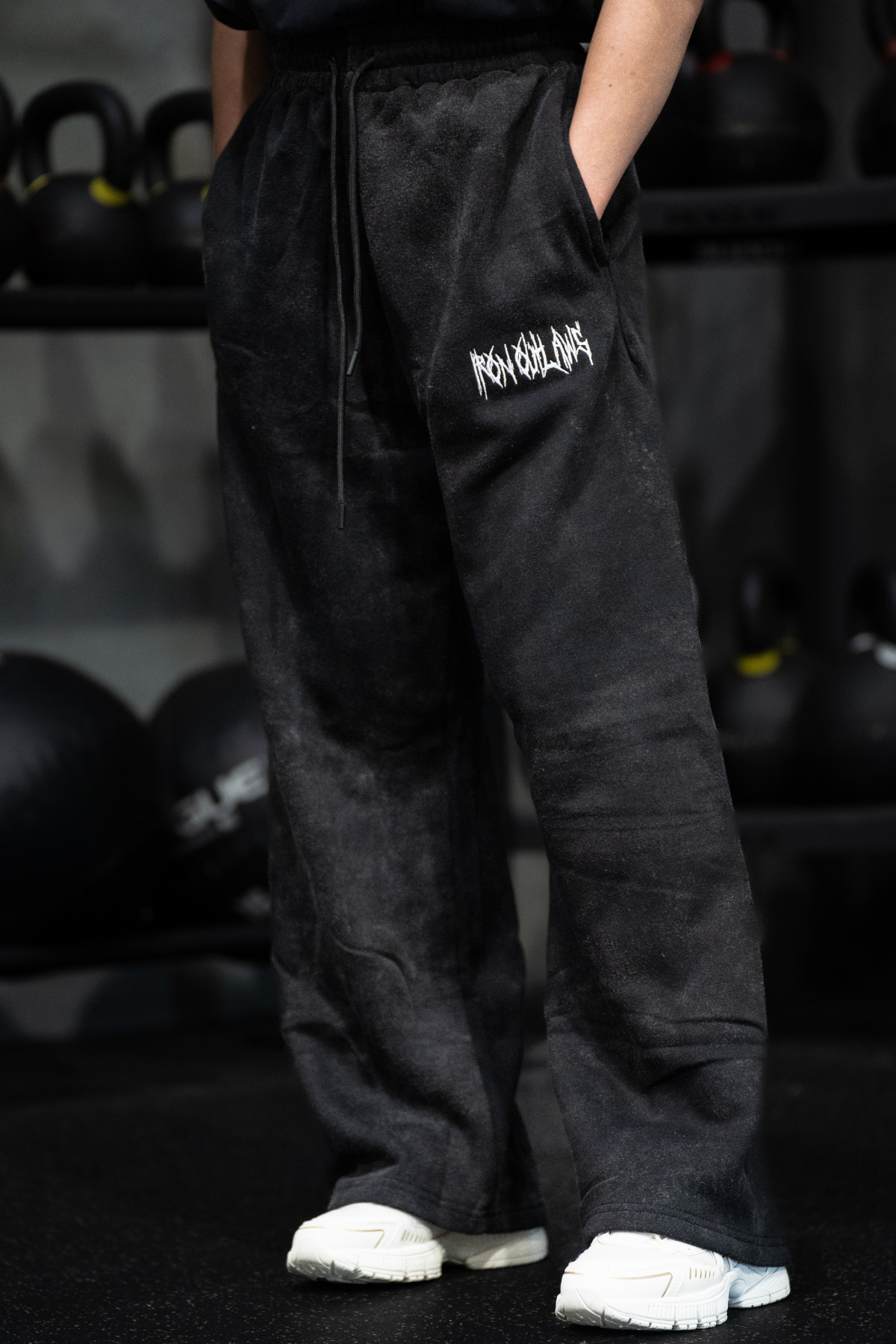 Midweight Black Sweatpants Stonewash