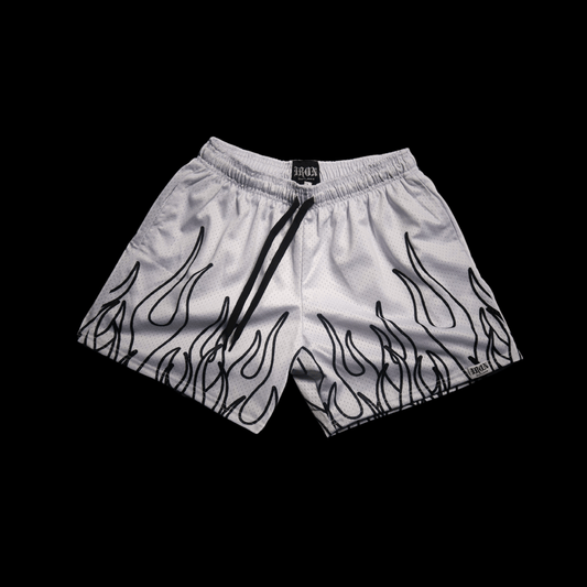 Iron Outlaws Shorts Heavyweight White Flame Shorts